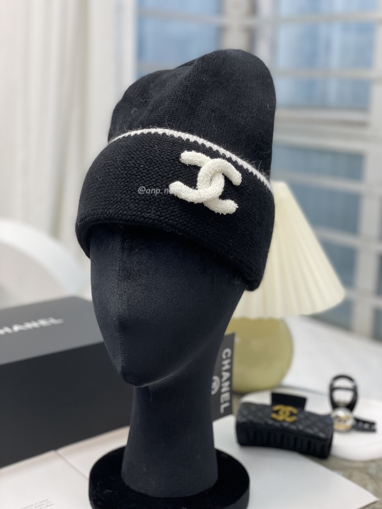 Chanel Cc Logo Black Beanie Hat (4) - newkick.cc